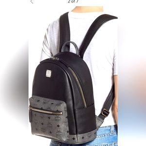 MCM small leather & visetos canvas backpack